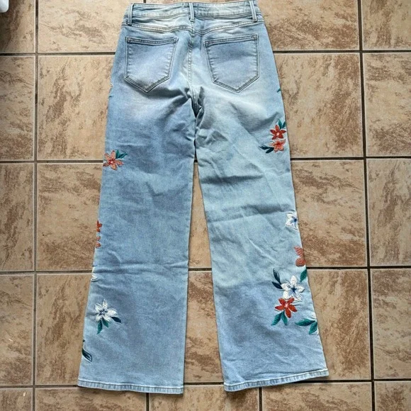 DRIFTWOOD Charlee Wide-Leg Jeans Bright Sky Embroidered Size 28 Boho - Picture 4 of 11